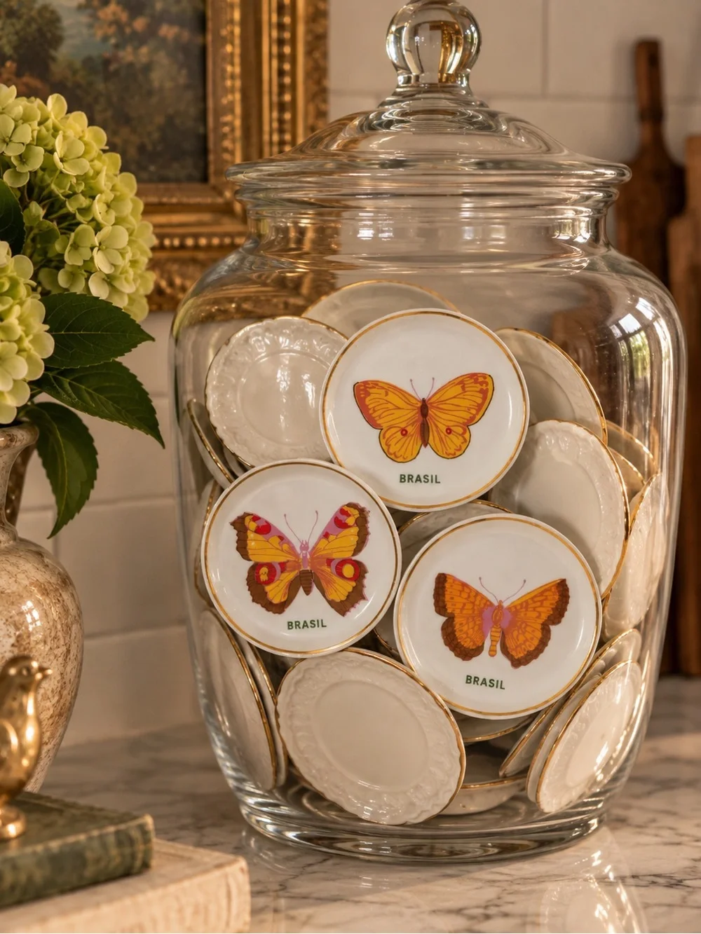 Wall Butterfly Plate Trio - - Orange Accent Home Wall Decor